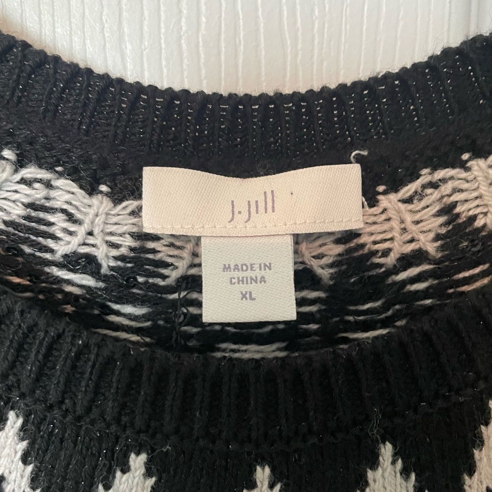J. Jill Women's Black Fair Isle Beaded Pullover Sweater - Picture 5 of 7